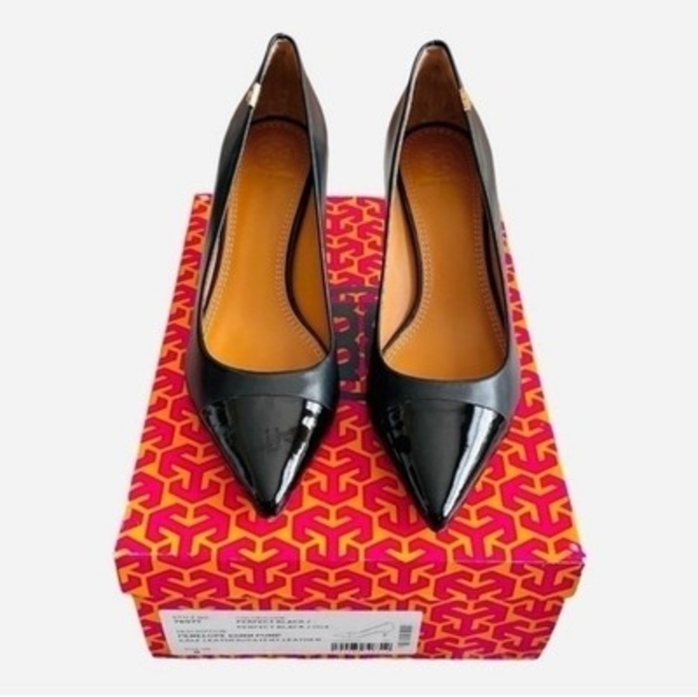 Tory Burch Penelope 65MM Black Leather Pumps Women’s Size 5.5 Made in Italy - Picture 2 of 7